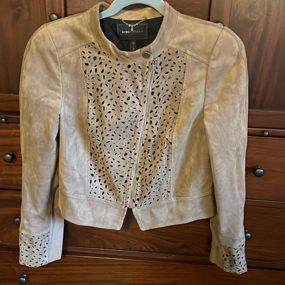 BCBG MaxAzria Brown Faux Sued Jacket Size M Medium